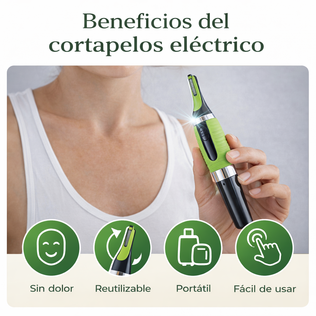 Cortapelos eléctrico portátil sin dolor reutilizable y fácil de usar para eliminar vello facial