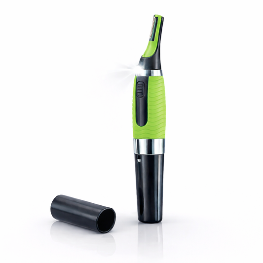 Cortapelos eléctrico portátil con luz LED para recortar cejas, barba y vello facial con precisión