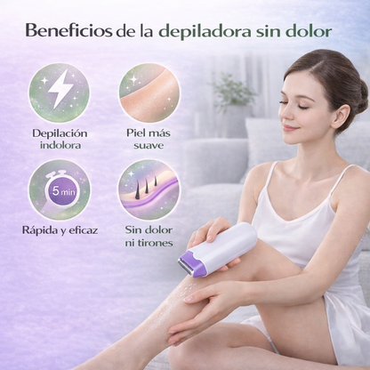 Depiladora corporal eléctrica que ofrece depilación rápida, piel suave y eliminación de vello sin tirones