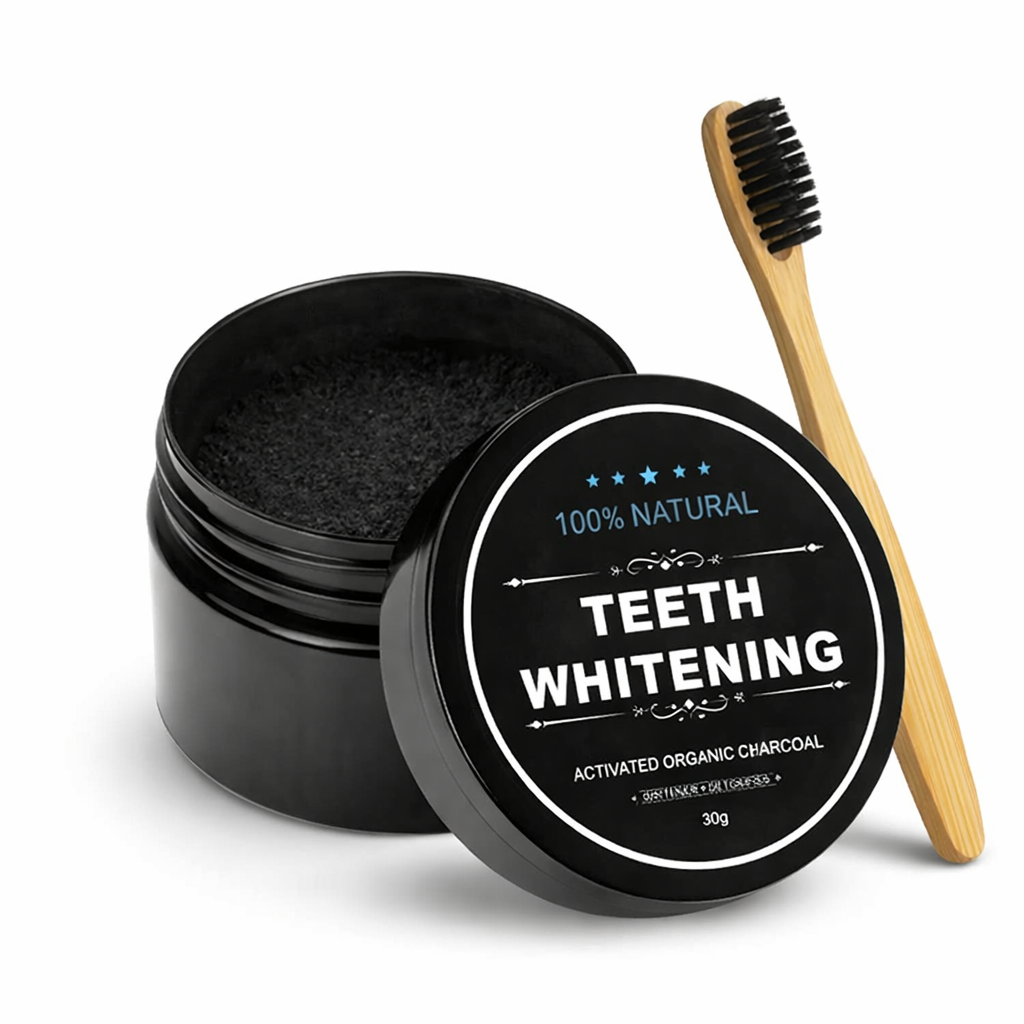 blanqueador dental de carbón activado natural con cepillo de bambú ecológico para dientes más blancos