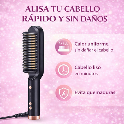 cepillo alisador de cabello con calor uniforme que alisa rapido sin dañar el pelo
