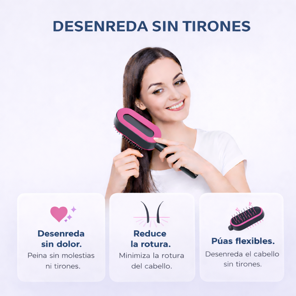 Cepillo desenredante que elimina nudos sin tirones y reduce la rotura del cabello