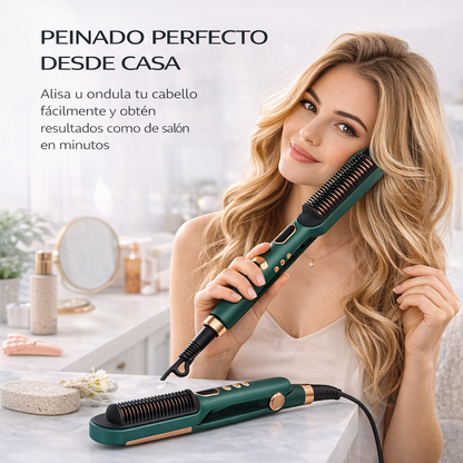 Cepillo plancha y ondulador 2 en 1 para alisar o ondular el cabello fácilmente desde casa