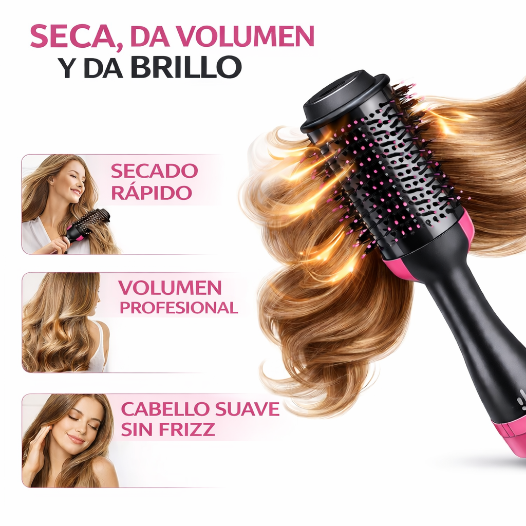 cepillo secador voluminizador que seca el cabello, aporta volumen y elimina el frizz
