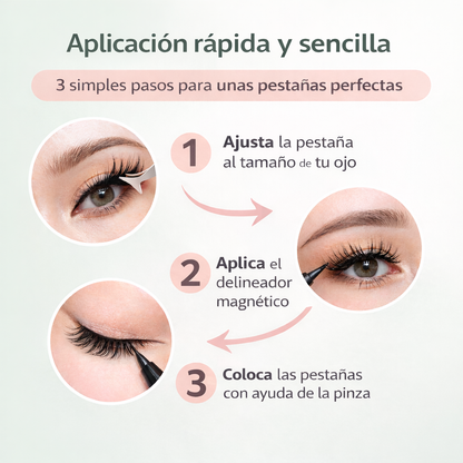 cómo aplicar pestañas magnéticas en 3 pasos con delineador magnético y pinza aplicadora
