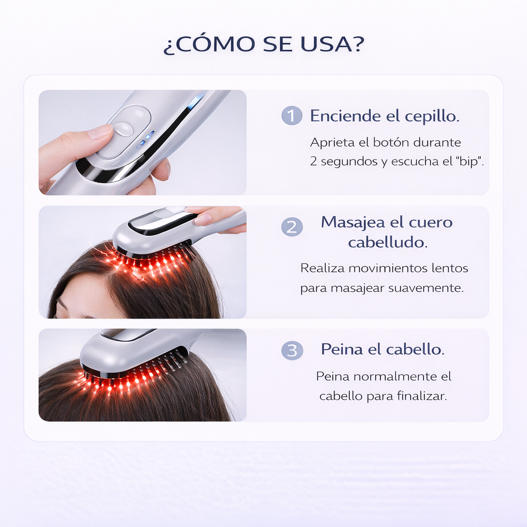 Cómo usar el cepillo anticaída con luz infrarroja paso a paso para estimular el crecimiento del cabello