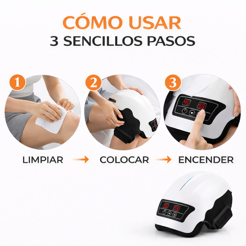 cómo usar un masajeador de rodillas con calor y vibración en tres pasos