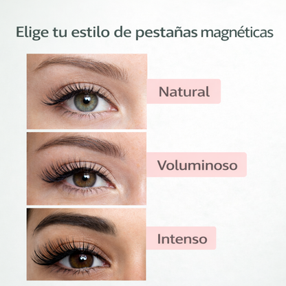 estilos de pestañas magnéticas natural voluminoso e intenso pack 3 reutilizable