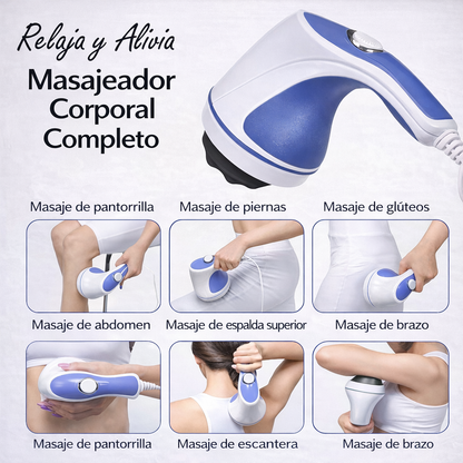 masajeador corporal eléctrico con cabezales intercambiables para masaje relajante