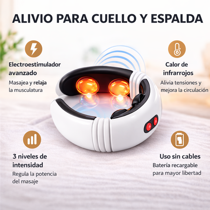 masajeador cervical electromagnético para aliviar dolor de cuello, estrés y tensión muscular.