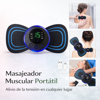Dispositivo masajeador muscular portátil recargable ideal para relajación y alivio de tensión en cualquier lugar