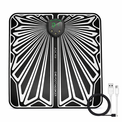 Masajeador de pies EMS eléctrico con electroestimulación para aliviar dolor plantar y mejorar la circulación.