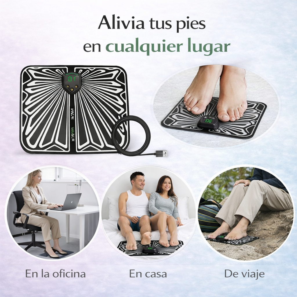 Masajeador de pies EMS portátil que permite relajar los pies en casa, oficina o durante viajes