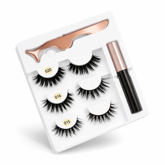 kit de pestañas magnéticas reutilizables pack 3 con delineador magnético y aplicador