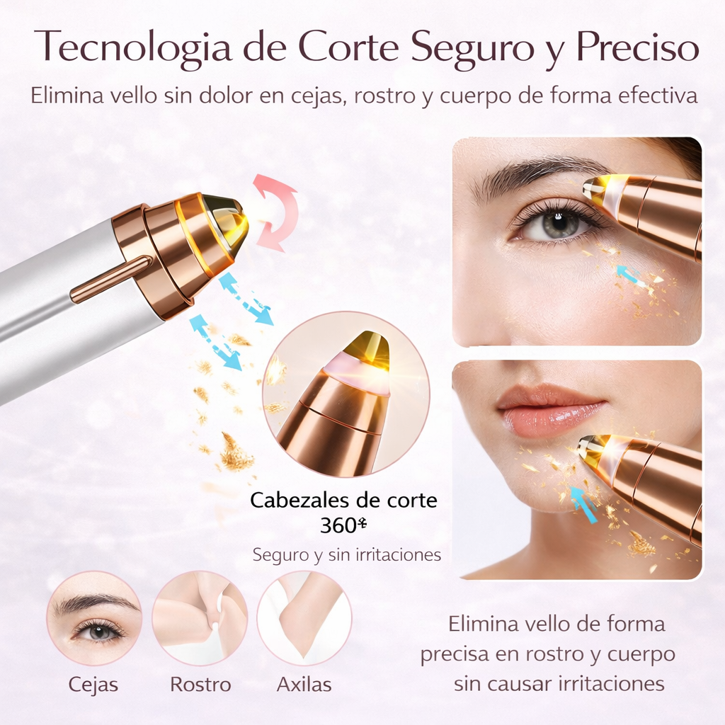 Depiladora facial portátil con luz LED y corte de precisión