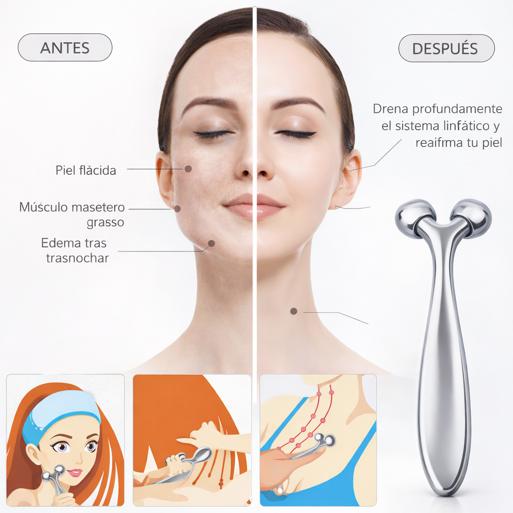rodillo facial 3d drenaje linfático reafirmante before after