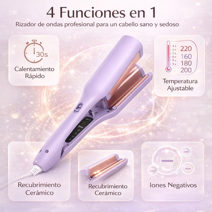 Ondulador Wave Curler con temperatura ajustable, placas cerámicas y tecnología de iones negativos